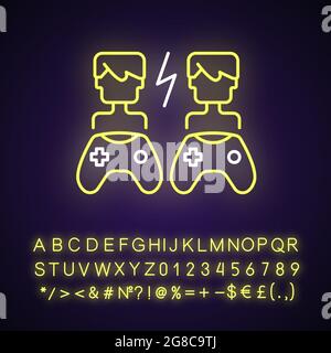 Player versus player games neon light icon Stock Vector