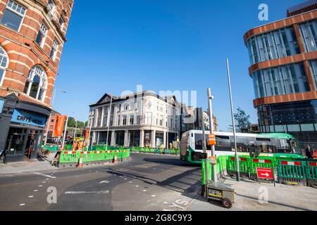 Summer morning on Canal Street on the Southside of Nottingham City, Nottinghamshire England UK Stock Photo