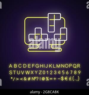 Puzzles neon light icon Stock Vector