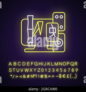 Tile games neon light icon Stock Vector