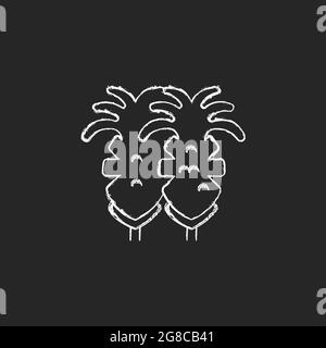Fried squid chalk white icon on dark background. Stock Vector