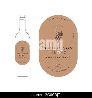 Vector illustartion design labels for wine. Minimalistic and modern design. Stock Vector