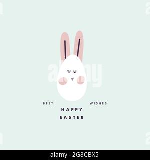 Vector design Easter egg with bunny ears. Typography and icon for greeting card. Stock Vector