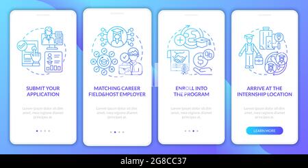 Internship overseas procedure onboarding mobile app page screen Stock Vector