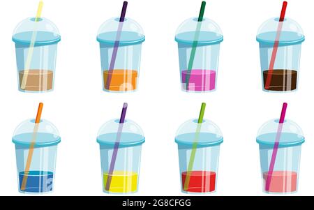 Set of cold drink and beverage icon.  Stock Vector