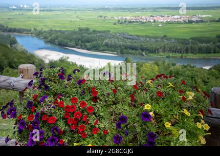 panoramic over Po river in Monferrato Piedmont Italy