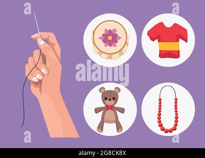 five craft projects icons Stock Vector