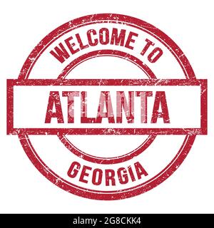 WELCOME TO ATLANTA - GEORGIA, words written on red round simple stamp Stock Photo