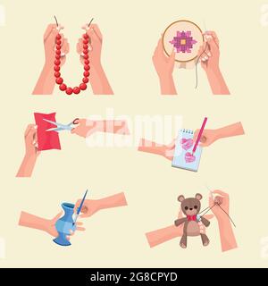 six craft projects icons Stock Vector