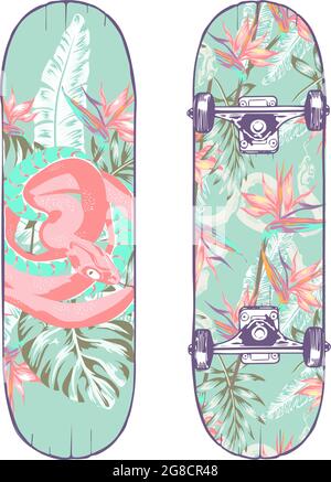 llustration of a snake in the jungle, Sketch for printing on fabric, clothes, bag, accessories and design of printing materials, printing on a skatebo Stock Vector