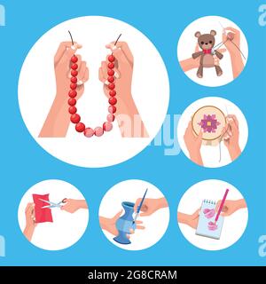 craft projects six icons Stock Vector