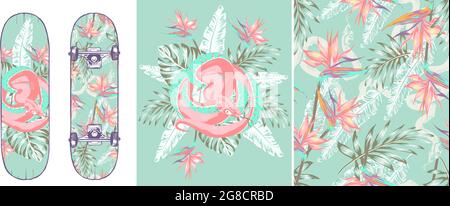 set of art illustration of a snake in the jungle, Sketch for printing on fabric, clothes, bag, accessories and design of printing materials, printing Stock Vector