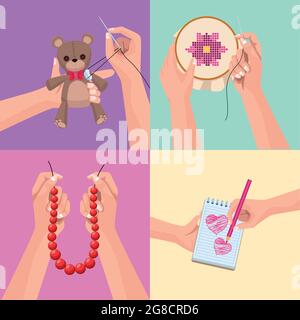 four craft projects icons Stock Vector