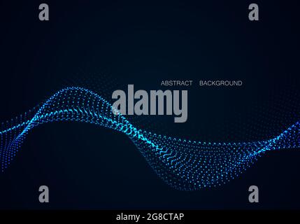 Array of glowing dots in the form of an abstract wave. Vector design element. Stock Vector