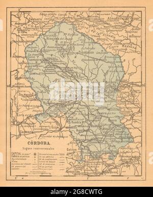 CÓRDOBA. Cordoba. Andalucia. Mapa antiguo de la provincia 1914 old antique Stock Photo