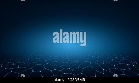 blue hexagon technology background Stock Photo