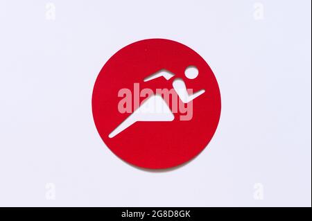 Japan flag and shape of Runner, Athlete, wallpaper for summer, pictogram, games in Japan, Tokyo Stock Photo