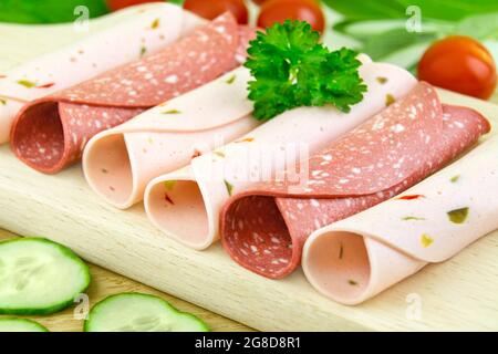 Vegetarian cold meat substitutes isolated on white background Stock Photo