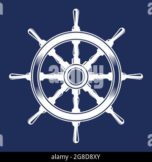 ship steering wheel vintage vector illustration Stock Vector