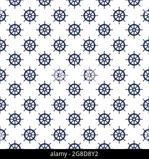 Seamless nautical pattern with steering wheels. Design element for wallpapers Stock Vector