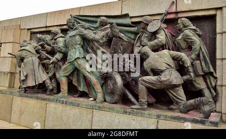 SOFIA, BULGARIA - Aug 08, 2015: A part of the Monument to the Soviet Army, in the city of Sofia, Bulgaria. Built to commemorate the liberation of Bulg Stock Photo