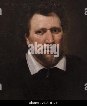 Ben Jonson (Benjamin Jonson) (1572-1637). English poet and dramatist. Portrait by Abraham van Blyenberch (1575/6-1624). Oil on canvas (47 x 41,9 cm), ca. 1617. National Portrait Gallery. London, England, United Kingdom. Stock Photo