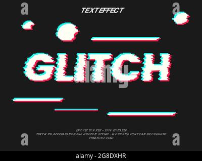 Glitch editable text effect style. Stock Vector