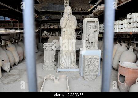 Pompei, Italy. 19th July, 2021. Finds during the excavations, during the reopening after the maintenance of the Villa dei Misteri and the Lupanare. Pompeii, Italy, July 19, 2021. (photo by Vincenzo Izzo/Sipa USA) Credit: Sipa USA/Alamy Live News Stock Photo