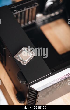 Vertical shot of a central processing unit Stock Photo