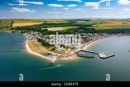 Aerial view from drone of Cromarty village on Black Isle on Cromarty Firth, Ross and Cromarty, Scotland, UK Stock Photo