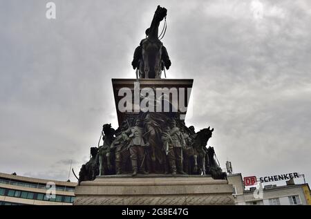 SOFIA, BULGARIA - Aug 08, 2015: A low angle shot of the monument to the Tsar Liberator, or Tsar Osvoboditel in Sofia Stock Photo