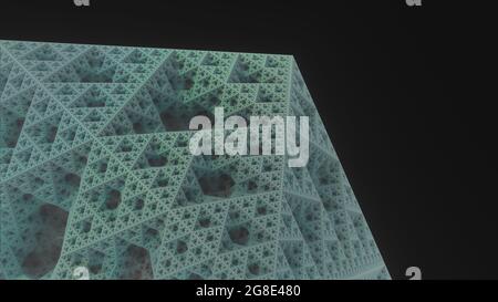 Light blue polygon with small triangles on black background Stock Photo