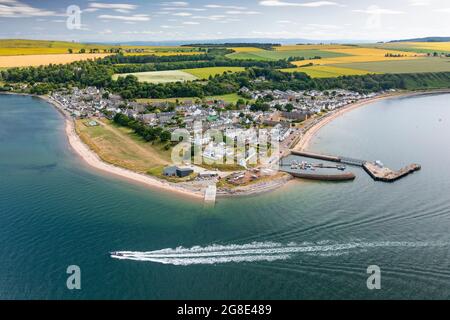 Aerial view from drone of Cromarty village on Black Isle on Cromarty Firth, Ross and Cromarty, Scotland, UK Stock Photo