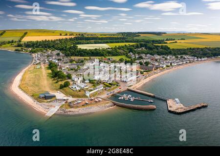 Aerial view from drone of Cromarty village on Black Isle on Cromarty Firth, Ross and Cromarty, Scotland, UK Stock Photo