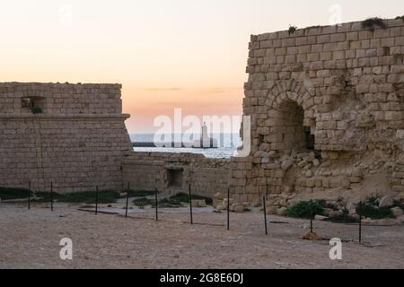 Beautiful view of a section of Fort Ricasoli in Kalkara, Malta Stock Photo