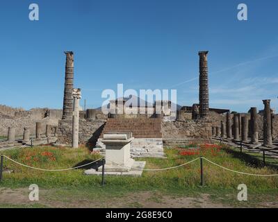 Ruins, Vesuvius behind, ancient city, Pompeii, Campania, Italy Stock Photo