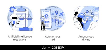 Driverless transport legislation abstract concept vector illustrations. Stock Vector