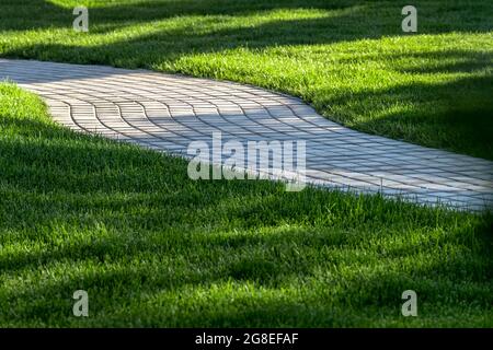 Backyard design elements of a beautiful private house. Stock Photo