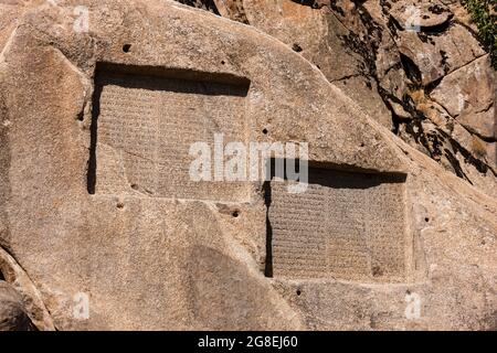 Ganj Nameh(Ganiname), Achaemenid cuneiform inscriptions, suburb of Hamedan(Hamadan), Hamadan Province, Iran, Persia, Western Asia, Asia Stock Photo