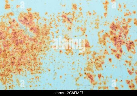 The texture of old cracked rusted blue paint.  Stock Photo