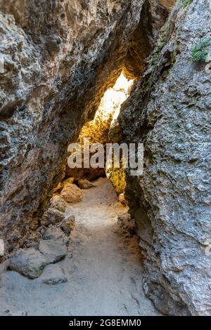 The path between rocks to the hidden beach at Stokes Bay Kangaroo Island South Australia on May 9th 2021 Stock Photo