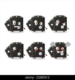 Black dice new cartoon character with various angry expressions. Vector illustration Stock Vector