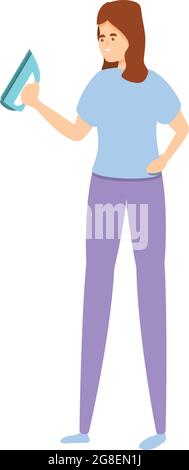 Woman ironing icon cartoon vector. Mom housework. Busy household Stock Vector