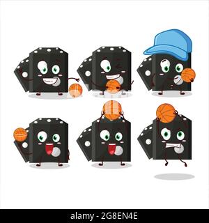 Talented black dice new cartoon character as a basketball athlete. Vector illustration Stock Vector