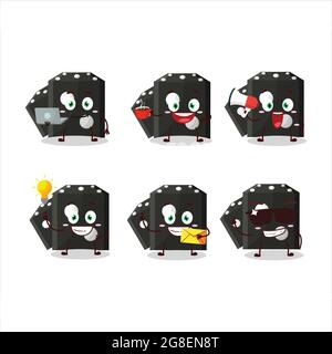 Black dice new cartoon character with various types of business emoticons. Vector illustration Stock Vector