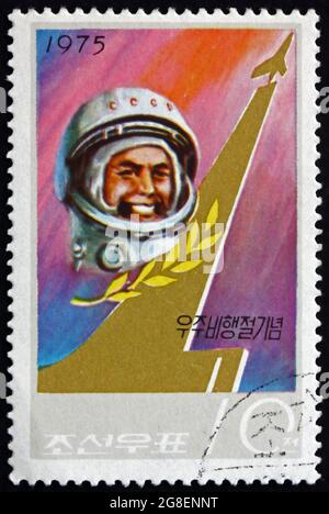 NORTH KOREA - CIRCA 1975: a stamp printed in North Korea shows Cosmonaut, circa 1975 Stock Photo