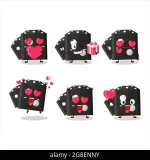 Black dice new cartoon character with love cute emoticon. Vector illustration Stock Vector