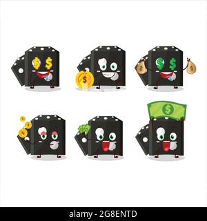 Black dice new cartoon character with cute emoticon bring money. Vector illustration Stock Vector