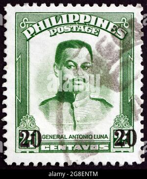 PHILIPPINES - CIRCA 1962: a stamp printed in Philippines shows Antonio Luna, Filipino general, circa 1962 Stock Photo