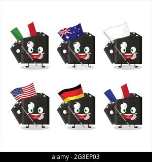 Black dice new cartoon character bring the flags of various countries. Vector illustration Stock Vector